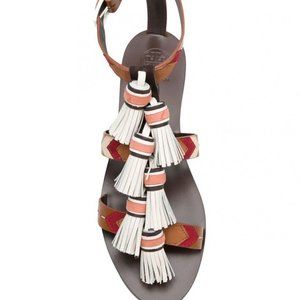 Tory Burch Weaver Tassel Flat Sandals  size 6.5